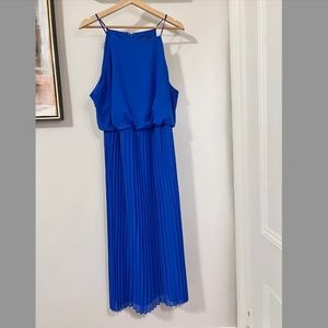 SAM EDELMAN Pleated Midi Dress, Blue, Size L
